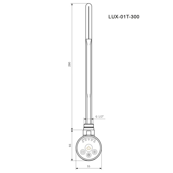 Электрический ТЭН LUX-01T-300 с терморегулятором 300W белый купить оптом по выгодной цене в Москве