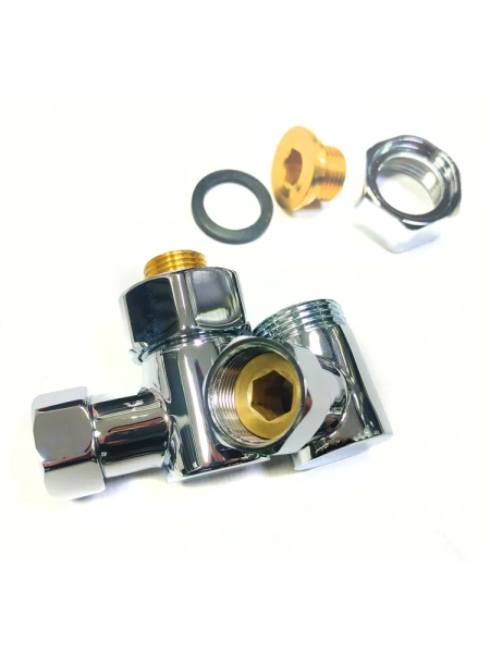 Американка для полотенцесушителя  угл 3/4" х 1/2" г/ш с эксцентр-ми и отраж-ми SMT747SCH040504(Ника) купить оптом по выгодной цене в Москве