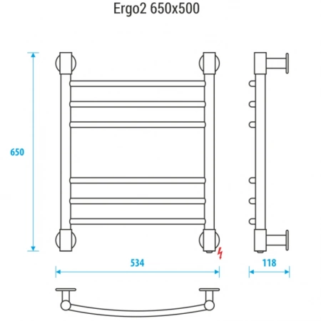 Полотенцесушитель Электрич. Energy ERGO2 1050/500 84W - фото и схемы подключения