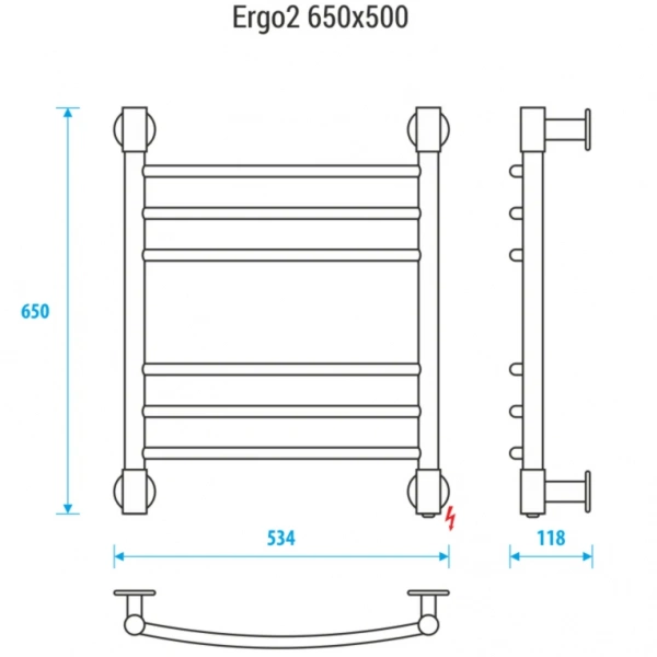 Полотенцесушитель Электрич. Energy ERGO2 1050/500 84W - фото и схемы подключения