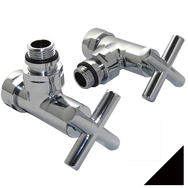 ВЕНТИЛЬ ЗАПОРНЫЙ УГЛОВОЙ КРЕСТ  3/4" x 1/2"  г/ш  8200SCH0405/2 черный матовый RAL9005 (покр Ника) купить оптом по выгодной цене в Москве