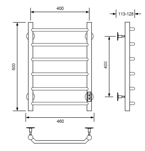 Полотенцесушитель электрический с/т Comfysan Scola EC-6 60/40, черный - фото и схемы подключения