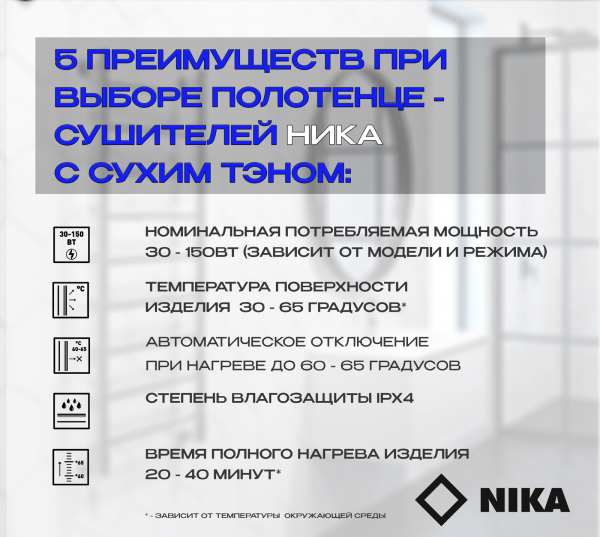 Полотенцесушитель Электрич.кабельный Ника WAY-3 60/40 с полкой U - фото и схемы подключения