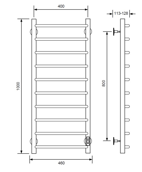 Полотенцесушитель электрический с/т Comfysan Scola EC-10 100/40, черный - фото и схемы подключения